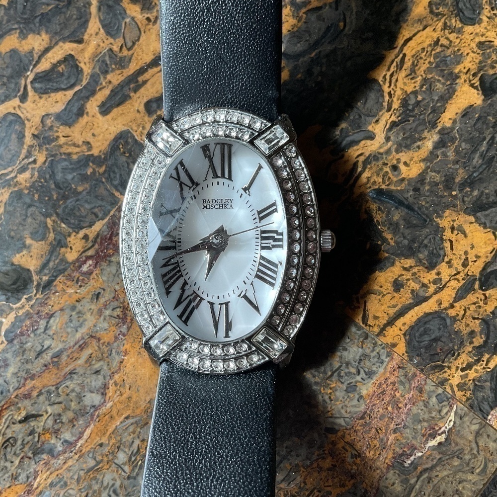 BADGLAY MISCHKA RHINESTONE DESIGN STAINLESS STILL WATCH - Picture 1 of 11